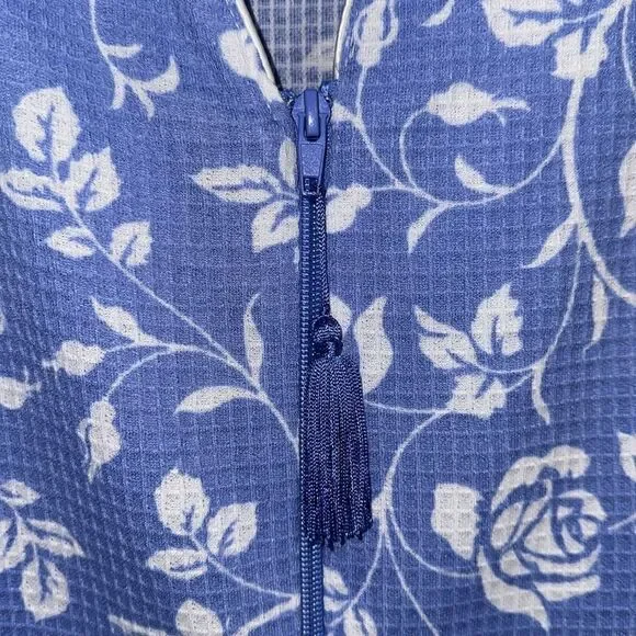 jasmine rose SML Light Blue White Floral Waffle Knit Full Zip Long Sleeve Robe - Picture 9 of 15